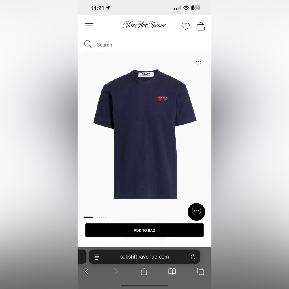 Comme des Garcons Navy Blue Tee with Heart Motif - Picture 2 of 9